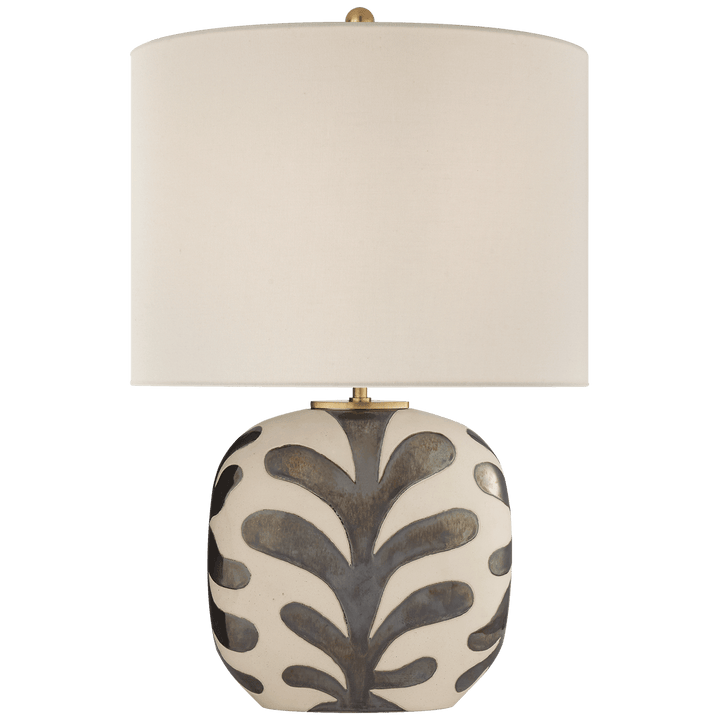 Parkwood Medium Table Lamp in Natural Bisque and Black Pearl with Linen Shade