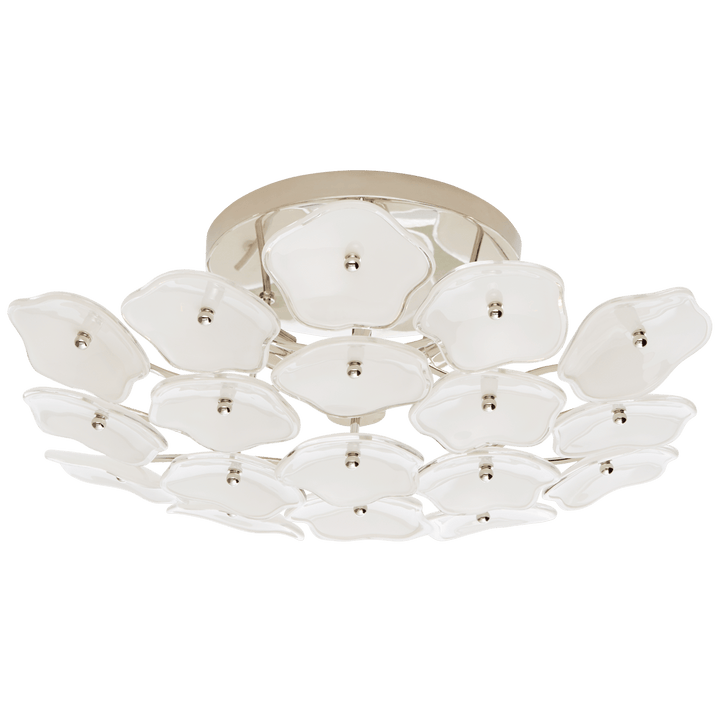 Leighton Medium Flush Mount in Polished Nickel with Cream Tinted Glass