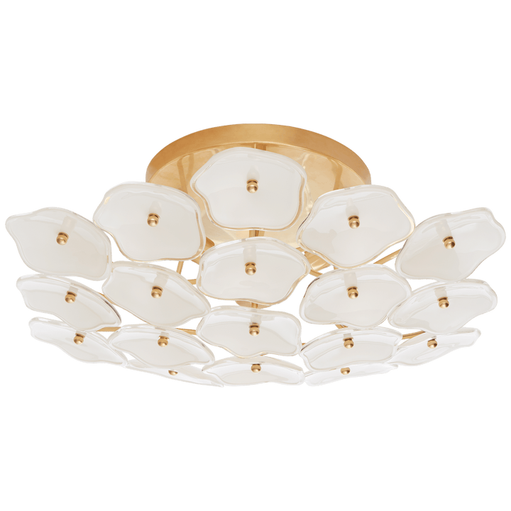 Leighton Medium Flush Mount in Soft Brass with Cream Tinted Glass