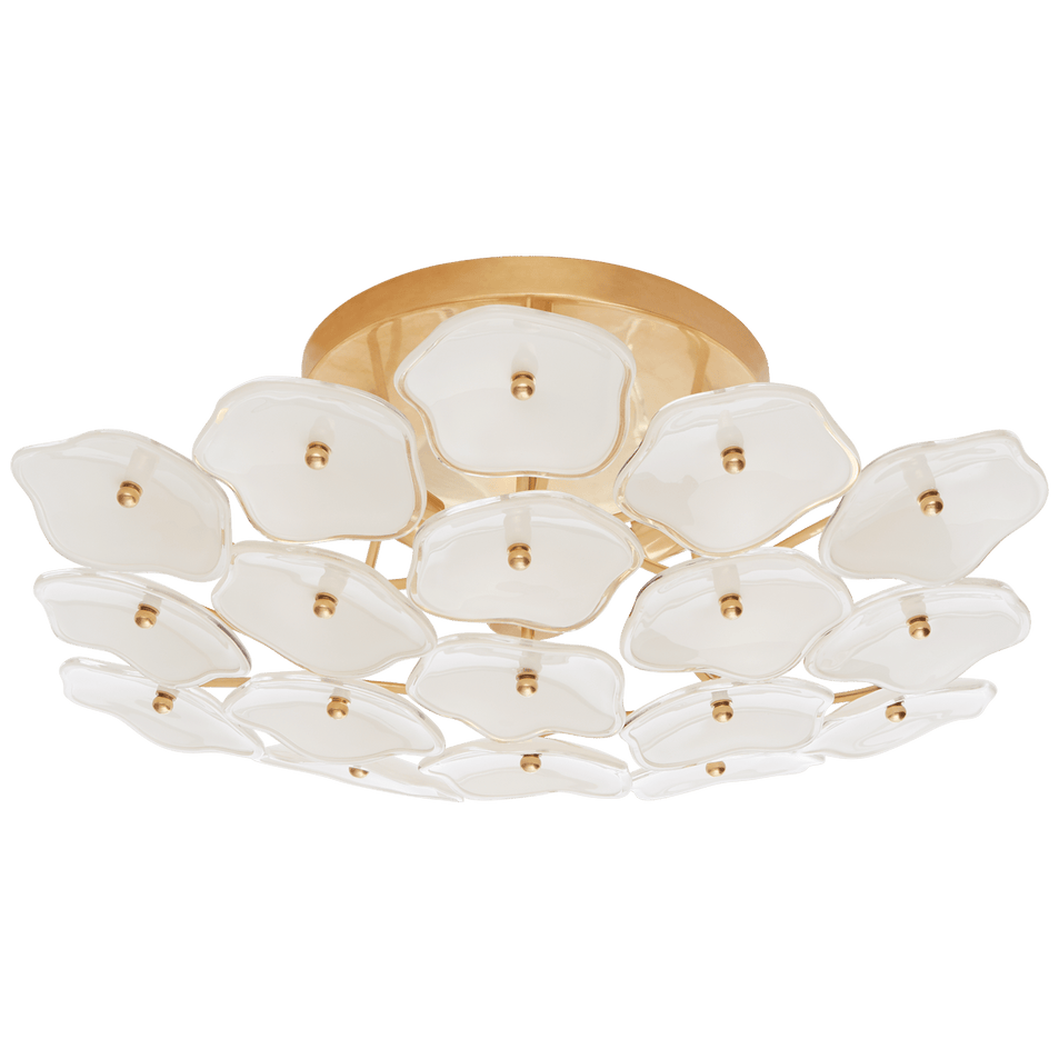 Leighton Medium Flush Mount in Soft Brass with Cream Tinted Glass