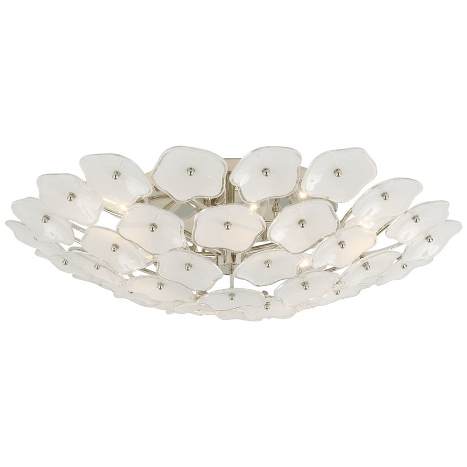 Leighton Large Flush Mount in Polished Nickel with Cream Tinted Glass