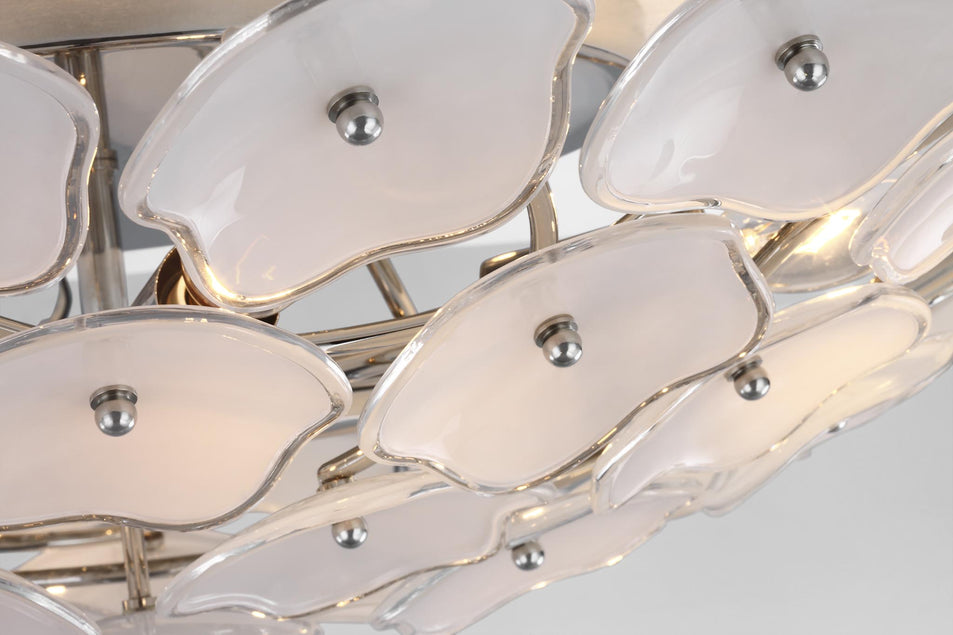 Leighton Large Flush Mount in Polished Nickel with Cream Tinted Glass