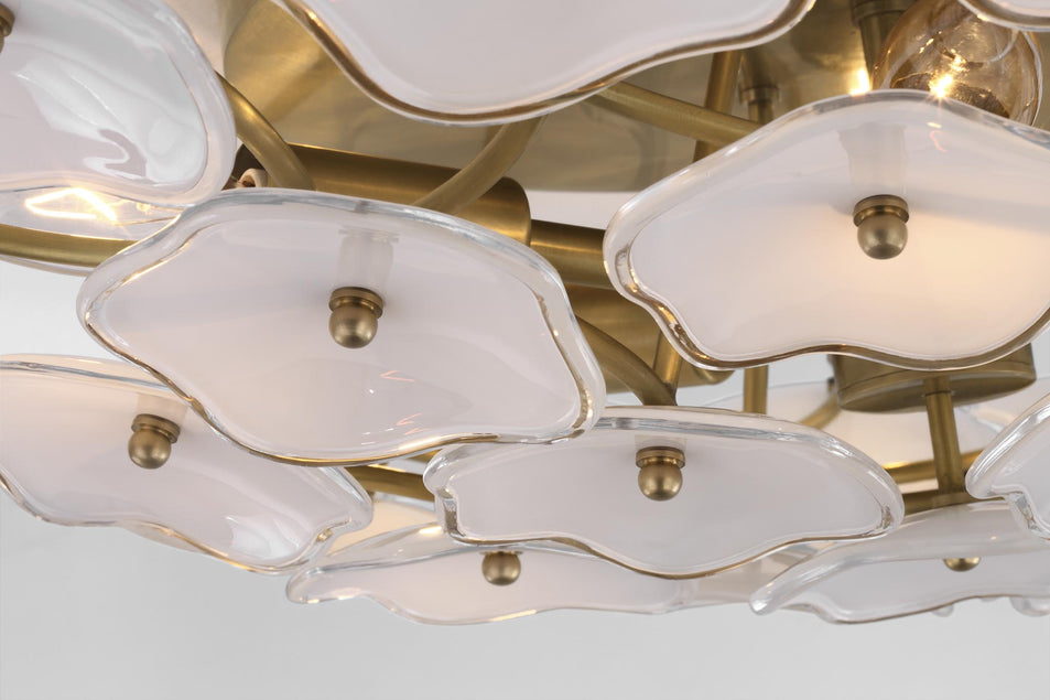 Leighton Large Flush Mount in Soft Brass with Cream Tinted Glass