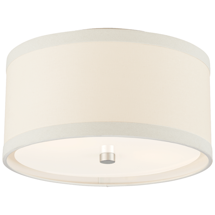 Walker Small Flush Mount in Burnished Silver Leaf with Cream Linen Shade