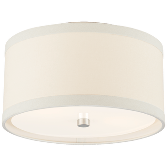 Walker Small Flush Mount in Burnished Silver Leaf with Cream Linen Shade