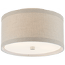 Walker Small Flush Mount in Light Cream with Natural Linen Shade