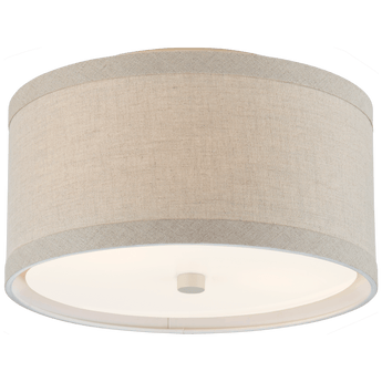 Walker Small Flush Mount in Light Cream with Natural Linen Shade