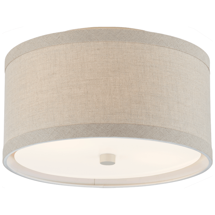 Walker Small Flush Mount in Light Cream with Natural Linen Shade