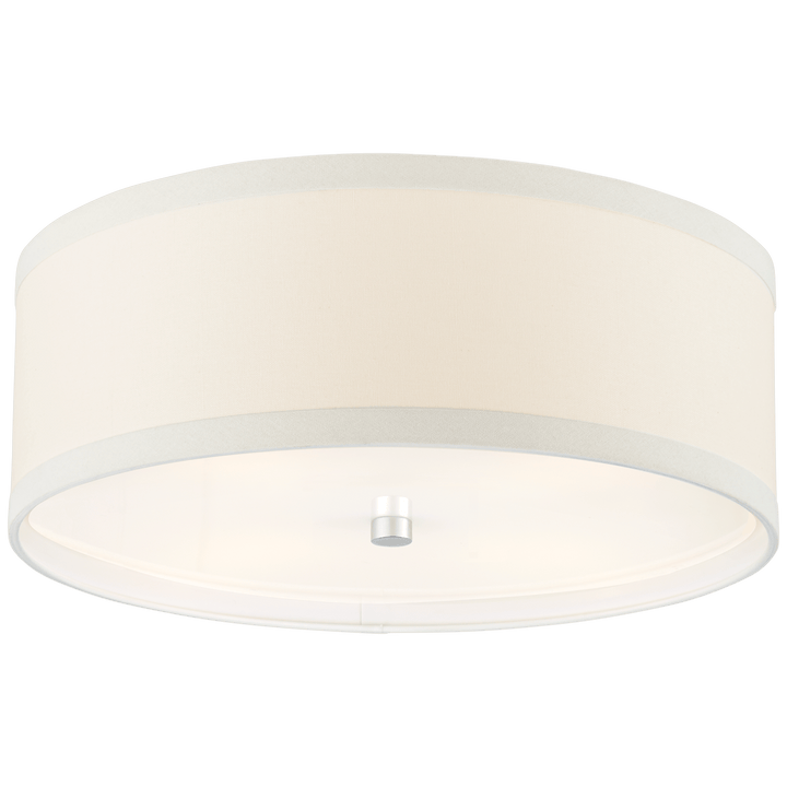 Walker Medium Flush Mount in Burnished Silver Leaf with Cream Linen Shade