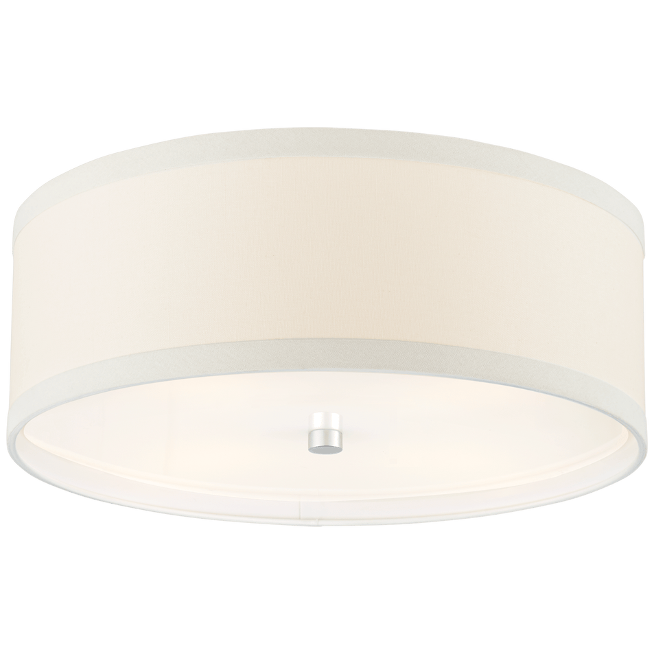 Walker Medium Flush Mount in Burnished Silver Leaf with Cream Linen Shade