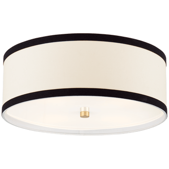 Walker Medium Flush Mount in Gild with Cream Linen with Black Linen Trim