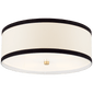 Walker Medium Flush Mount in Gild with Cream Linen with Black Linen Trim