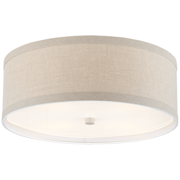 Walker Medium Flush Mount in Light Cream with Natural Linen Shade