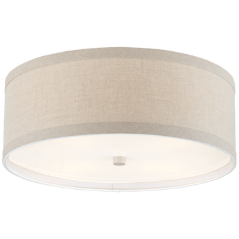 Walker Medium Flush Mount in Light Cream with Natural Linen Shade