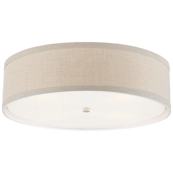 Walker Large Flush Mount in Light Cream with Natural Linen Shade