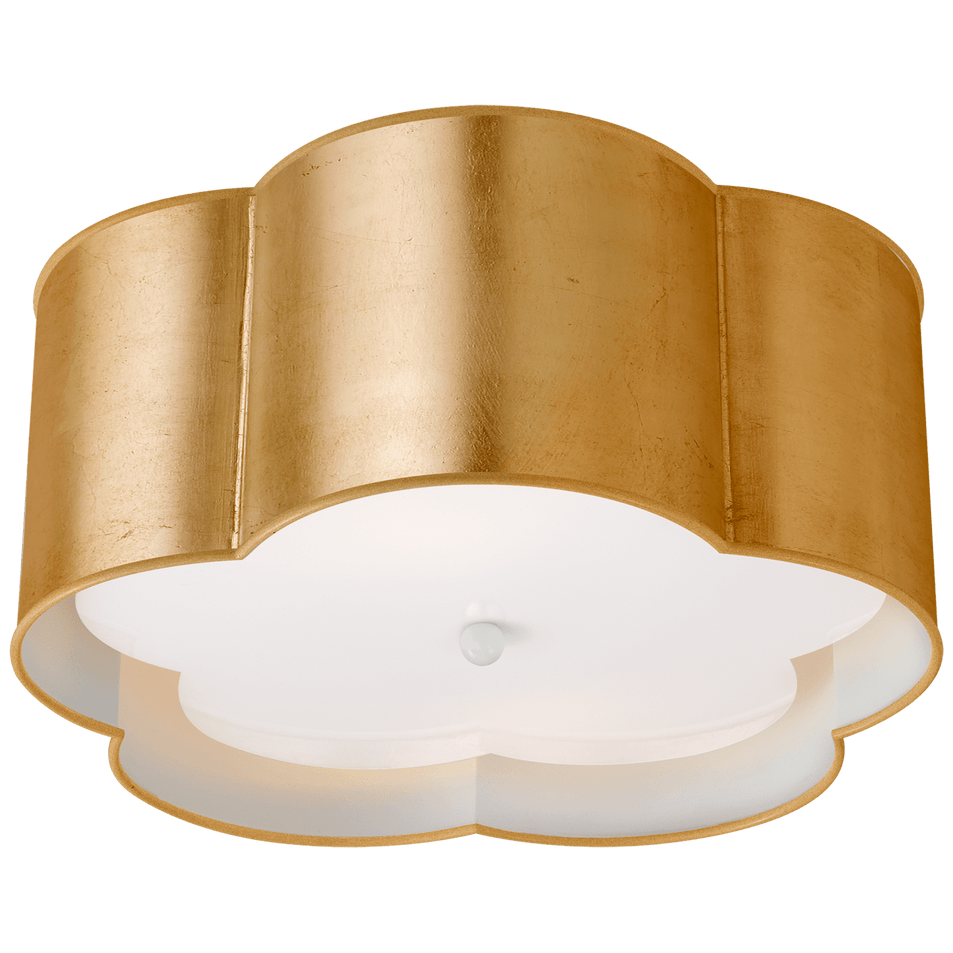 Bryce Medium Flush Mount in Gild and White with Frosted Acrylic Diffuser