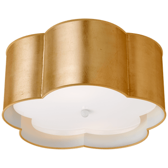 Bryce Medium Flush Mount in Gild and White with Frosted Acrylic Diffuser