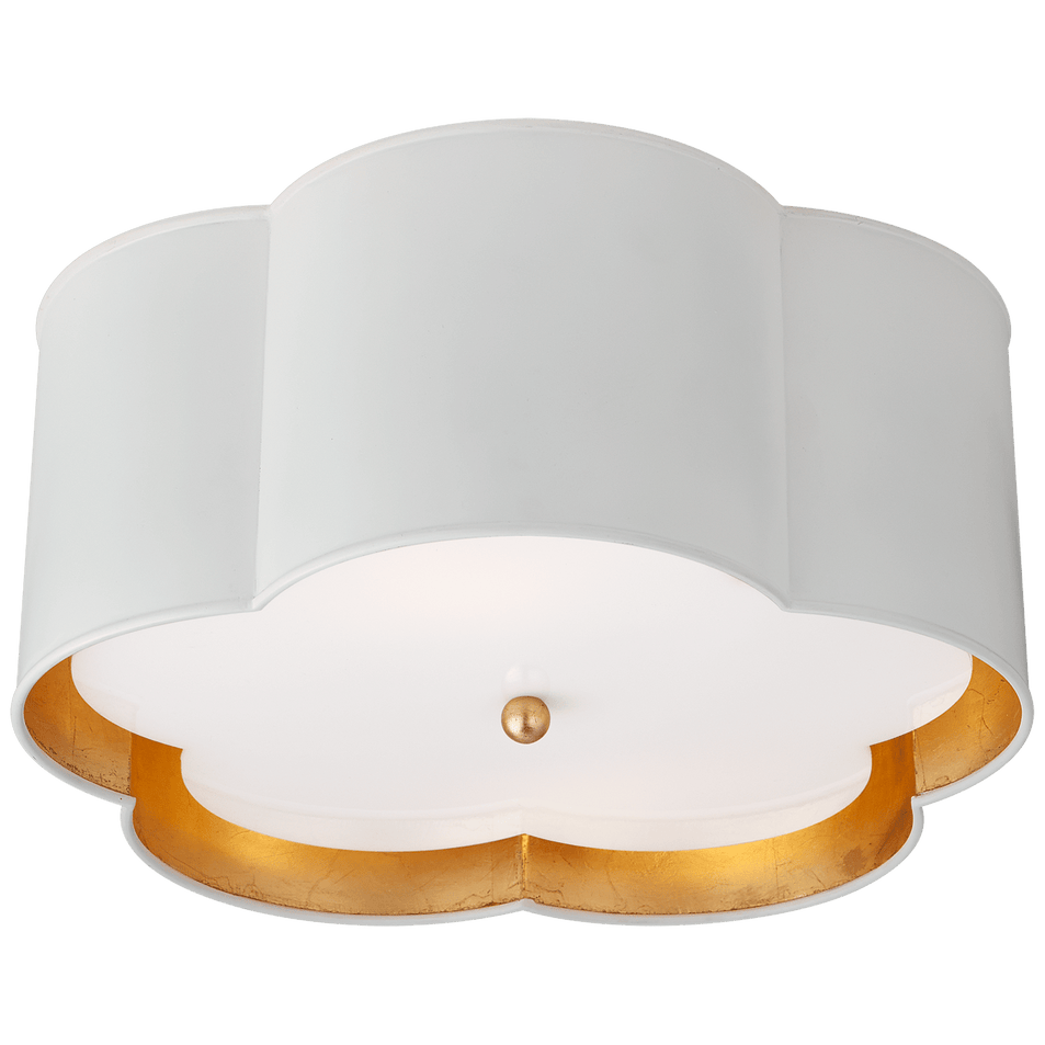 Bryce Medium Flush Mount in White and Gild with Frosted Acrylic Diffuser