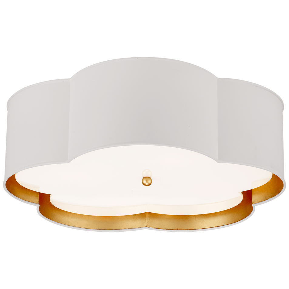 Bryce Large Flower Flush Mount in White and Gild with Frosted Acrylic
