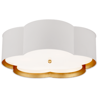 Bryce Large Flower Flush Mount in White and Gild with Frosted Acrylic