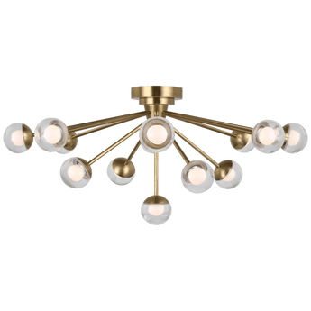 Alloway 30" Flush Mount in Soft Brass with Clear Glass