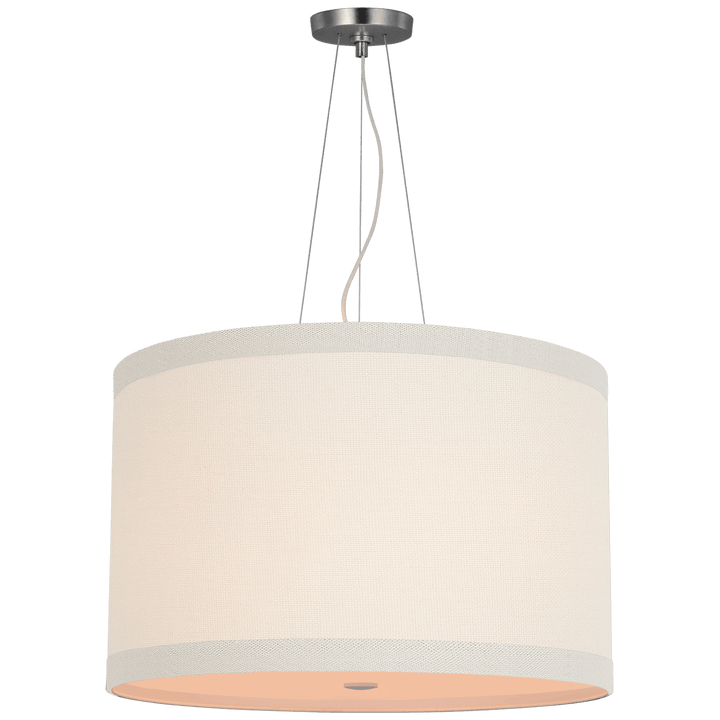 Walker Medium Hanging Shade in Burnished Silver Leaf with Cream Linen Shade