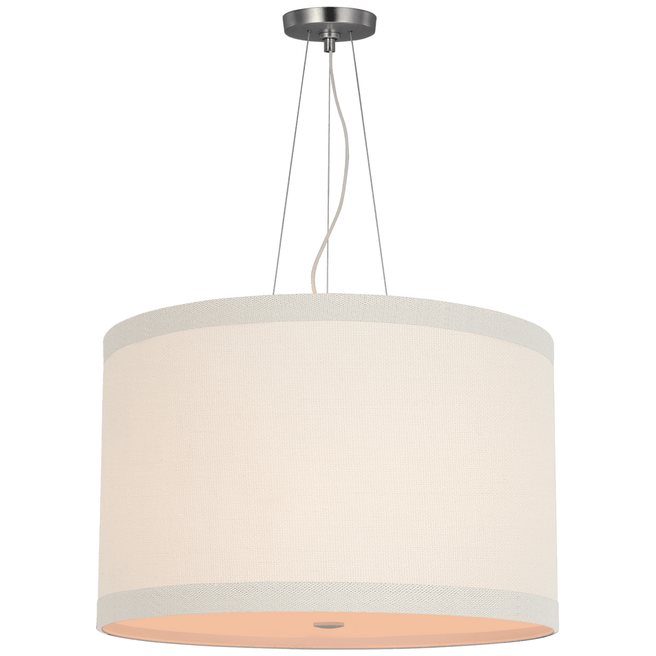 Walker Medium Hanging Shade in Burnished Silver Leaf with Cream Linen Shade