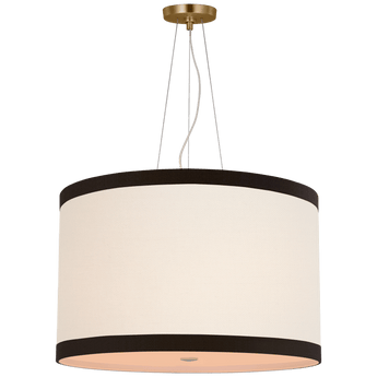 Walker Medium Hanging Shade in Gild with Cream Linen Shade with Black Linen Trim