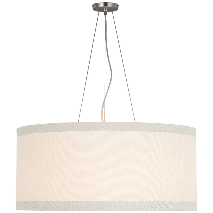 Walker Large Hanging Shade in Burnished Silver Leaf with Cream Linen Shade