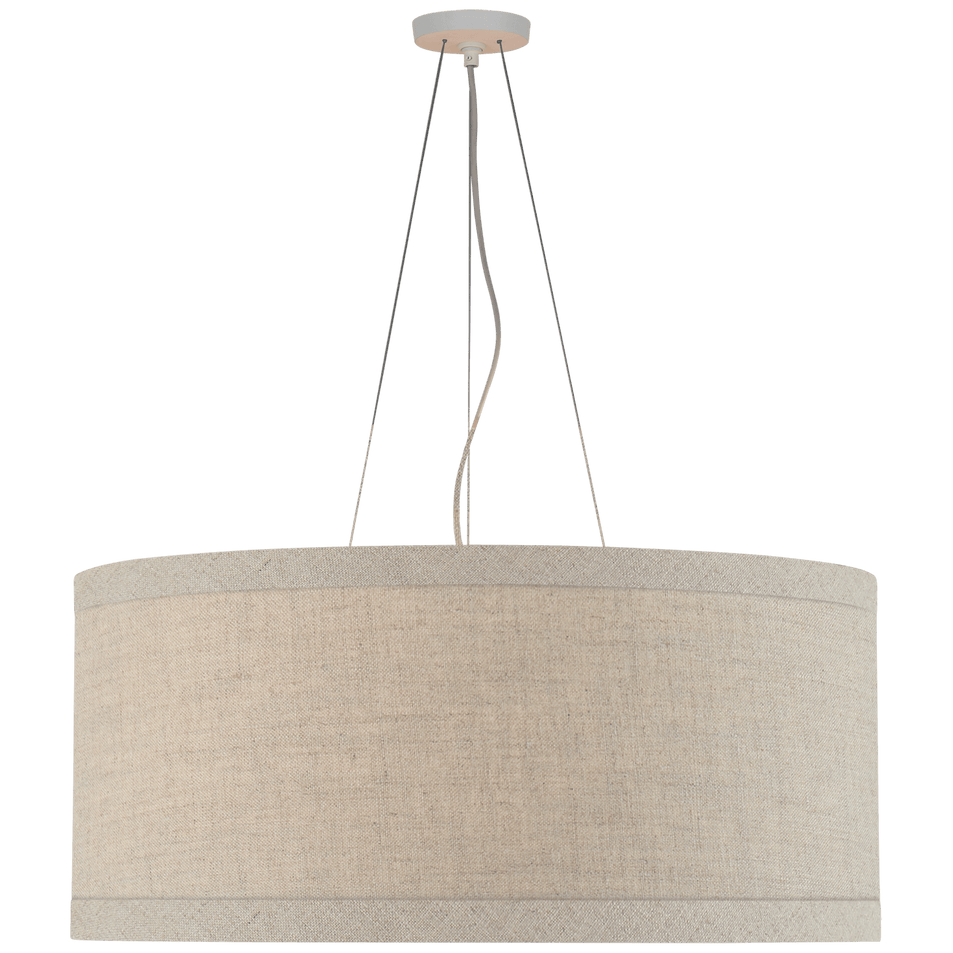 Walker Large Hanging Shade in Light Cream with Natural Linen Shade