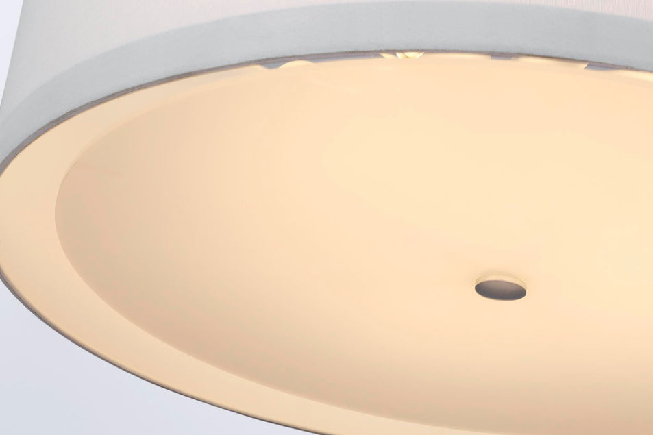 Walker Large Hanging Shade in Light Cream with Natural Linen Shade