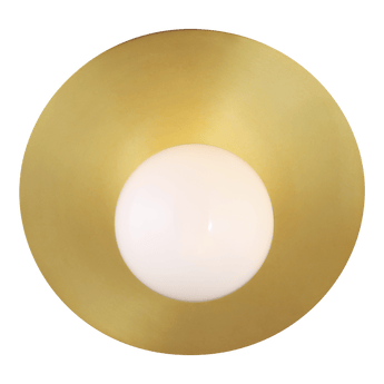 Nodes Large Angled Sconce in Burnished Brass with White Glass