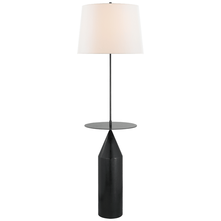 Zephyr Large Floor Light in Aged Iron with Linen Shade