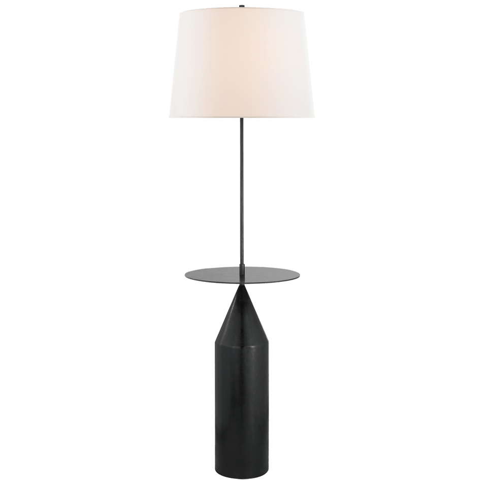 Zephyr Large Floor Light in Aged Iron with Linen Shade