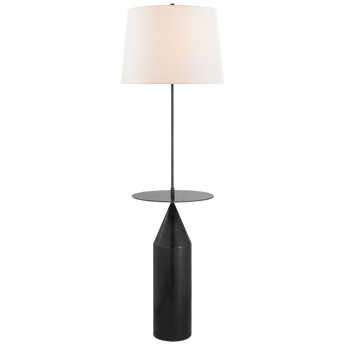 Zephyr Large Floor Light in Aged Iron with Linen Shade