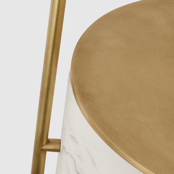 Alma Tray Table Floor Lamp in Antique-Burnished Brass and White Marble