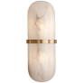 Melange Pill Form Sconce in Antique-Burnished Brass with Alabaster