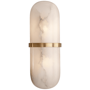 Melange Pill Form Sconce in Antique-Burnished Brass with Alabaster