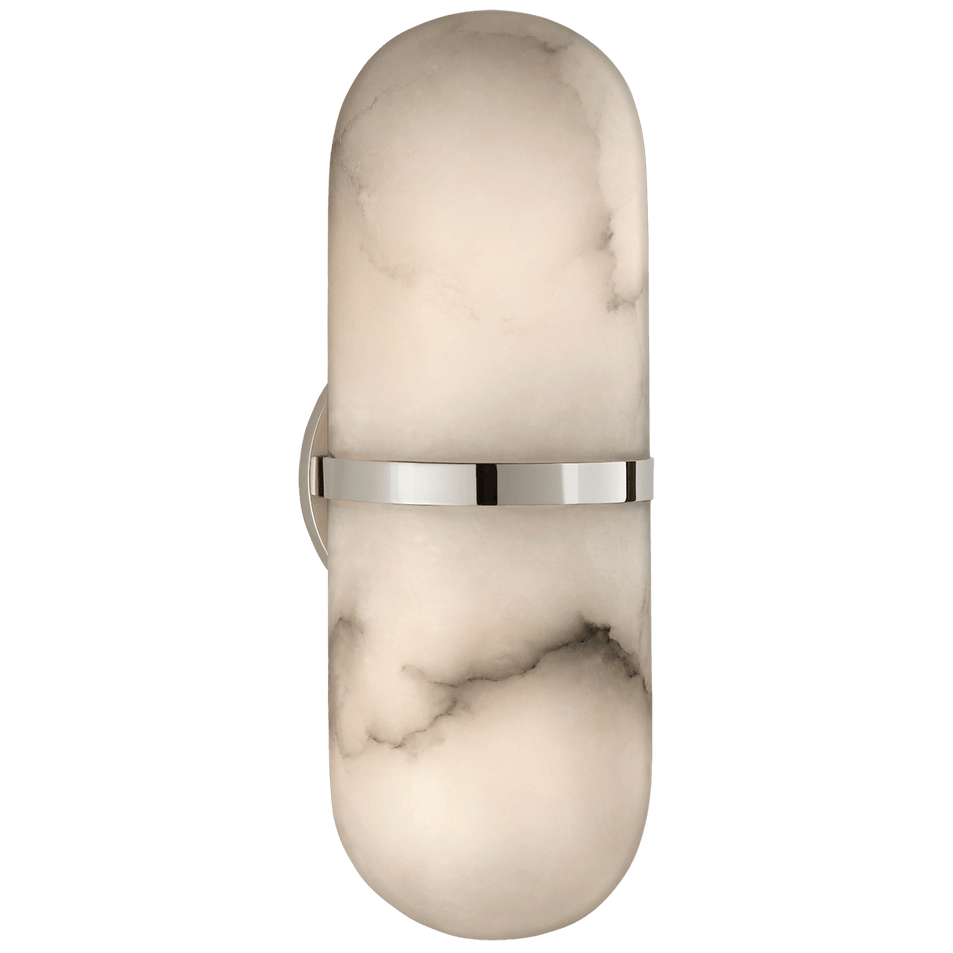 Melange Pill Form Sconce in Polished Nickel with Alabaster