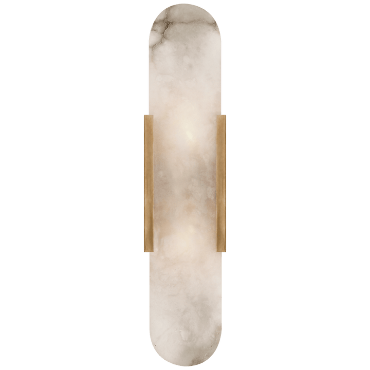Melange Elongated Sconce in Antique-Burnished Brass with Alabaster