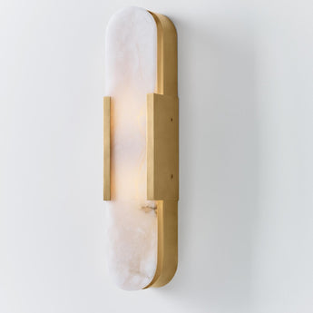 Melange Elongated Sconce in Antique-Burnished Brass with Alabaster