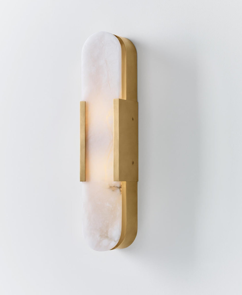Melange Elongated Sconce in Antique-Burnished Brass with Alabaster