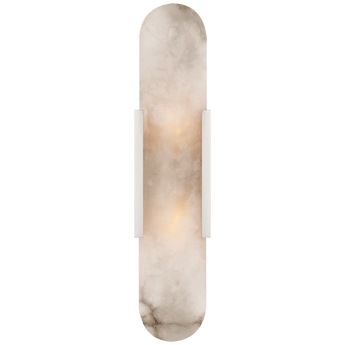 Melange Elongated Sconce in Polished Nickel with Alabaster