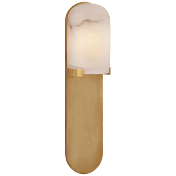 Melange Medium Elongated Pill Sconce in Antique-Burnished Brass with Alabaster Shade