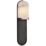 Melange Medium Elongated Pill Sconce in Bronze with Alabaster Shade