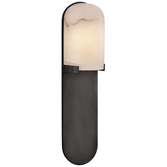 Melange Medium Elongated Pill Sconce in Bronze with Alabaster Shade