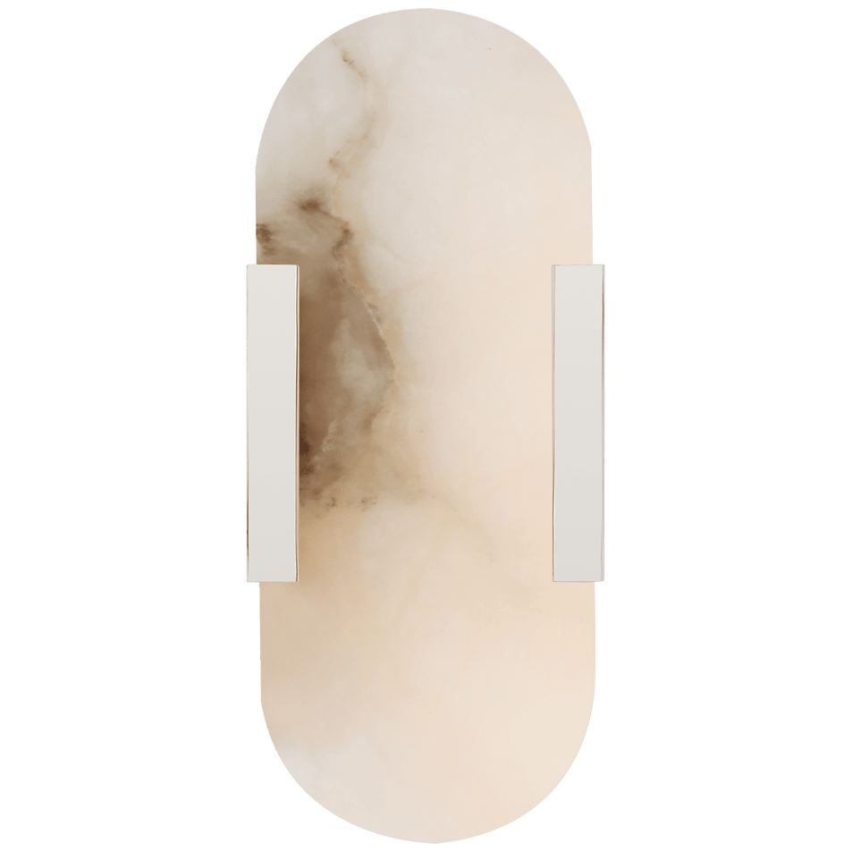 Melange 10" Elongated Sconce in Polished Nickel with Alabaster
