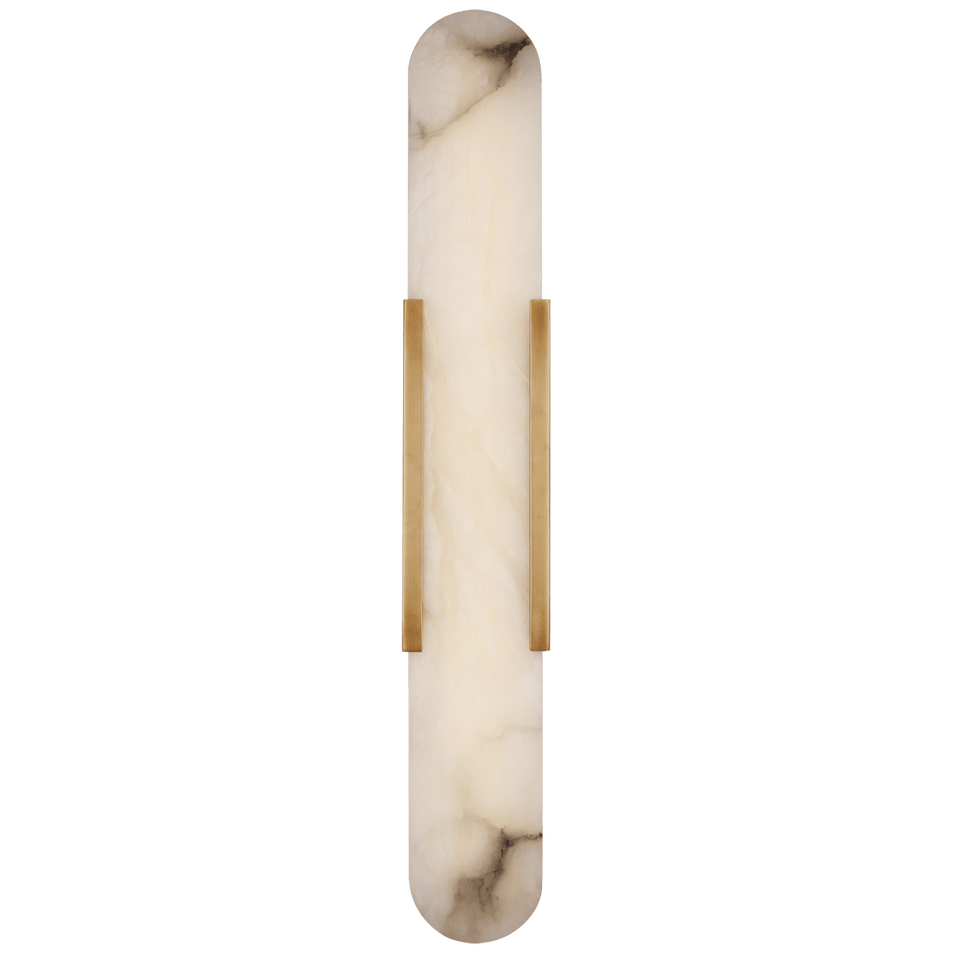 Melange 28" Elongated Sconce in Antique-Burnished Brass with Alabaster