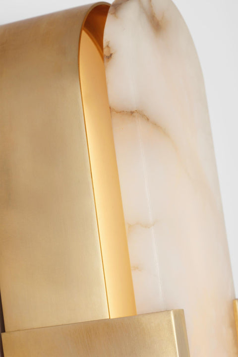 Melange 20" Elongated Sconce in Antique-Burnished Brass with Alabaster
