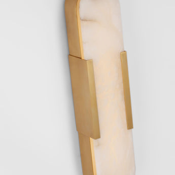 Melange 20" Elongated Sconce in Antique-Burnished Brass with Alabaster